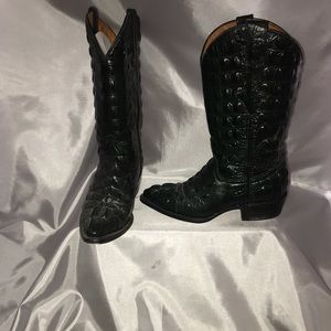 Mens Dark Green Alligator Boot